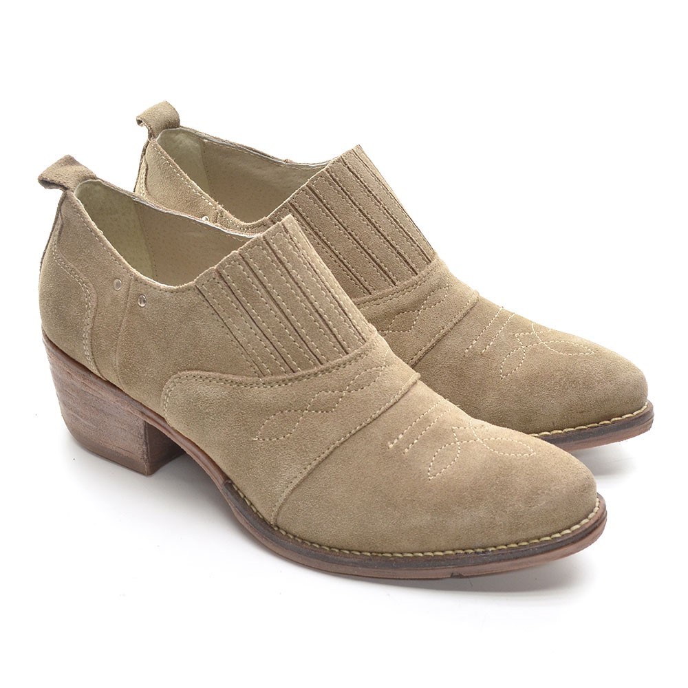 Khrio Saio Tan Suede Slip On Western Booties 38 New